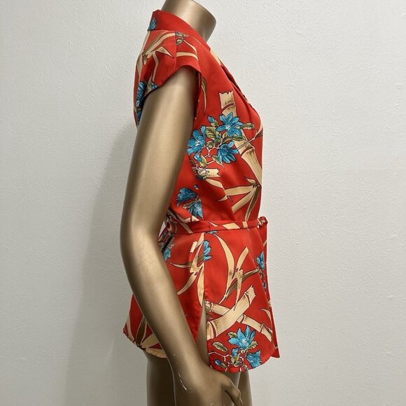 VTG 70s Nani Of Hawaii Sleeveless Belted Top Blouse Button Up Size M - Picture 2 of 11